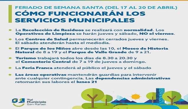  Funcionamiento de los servicios municipales en Semana Santa
